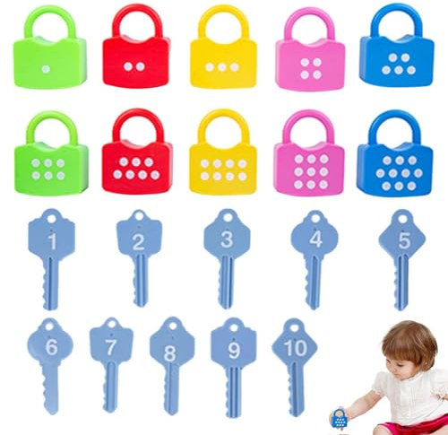 Juguetes De Aprendizaje Con Cerradura De Llave | Juego De Cerraduras A Juego Para Niños Con Números Clave | Juguetes Sensoriales Para El Desarrollo De Habilidades Motoras Finas Para Bebés, Regalos Par