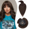 Rich Choices Haar Topper Damen Echthaar mit Pony Haarteil Toupet Dunkelbraun Haarteil Echthaar Clip in Echthaar Topper Kurzes Haar Nahtlose Echte Haare Extensions Remy Hair Topper (30cm Dunkelbraun)