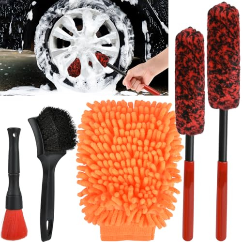 OctBird Auto Reinigungsset,5 Pcs Autopflege Set,Auto Reinigungsbürsten Set,Auto Waschset für Auto Innenraum und Außen,Lüftungsschlitz Armaturenbrett Motor Rädern,Haushaltsreinigun