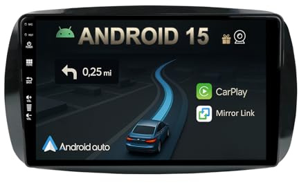 CADLEY 10.1” [2+64G] Android 15 2 Din Autoradio per Mercedes Benz Smart 453 Fortwo 2014-2020-[Integrato Wireless CarPlay | Android auto | Mirror Link | GPS Sat Nav | Bluetooth 5.0 | SWC]+CAM Incluso