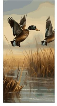 Türabdeckung, Motiv: Jagd, fliegende Wildtür, personalisierbar, großer Hintergrund, Banner, Schild, Druck, Wandbanner, Dekoration, Veranda, hängende Banner, Flagge, Foto-Hintergrund, Willkommensfeier,