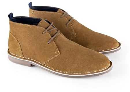 Catesby England Sahara Suede Leather Desert Boots Men Extra Padded Casual Chukka Boots Men, Tan, UK 9