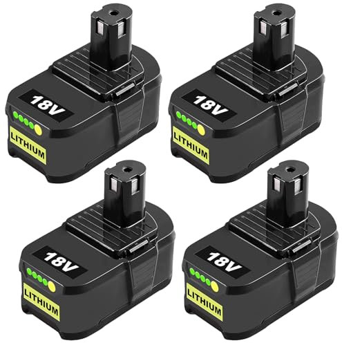 8.0Ah Ersatz für Ryobi Akku 18V Kompatibel mit Ryobi Akku P108 P107 P105 P104 P103 P102 P101 P100 mit LED-Ladeanzeige (4PCS)