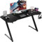 LUCKRACER Gaming Tisch, Gaming Schreibtisch, 120 x 60 cm, Gamer Computertisch, Ergonomischer PC Schreibtisch, Gaming mit Kohlefaseroberfläche, Getränkehalter und Kopfhörerhalter, Schwarz