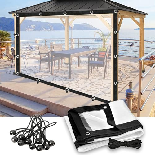 Lona de PVC impermeable resistente de 6 x 10 pies para toldo, patio, coches y muebles de mascotas, cubierta impermeable con ojales, lona de jardín