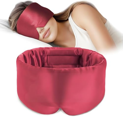 100% Maulbeerseide Schlafmaske Augenmaske mit verstellbarem Kopfband für Herren und Frauen, große Schlafmaske und Augenbinde für Nachtschlaf, Reisen und Nickerchen