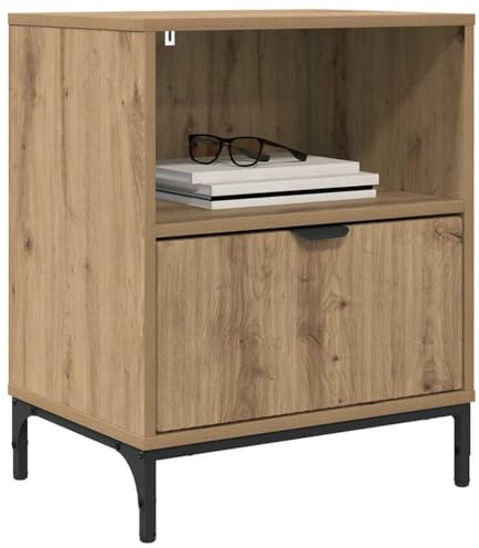vidaXL with Drawer Artisan oak 49 x 36 x 61 cm Engineered wood, Bedroom, Rustic, Storage, Bedside Cabinet, Practical Nightstand, Organizing Solution, Space-Saving Table, Indoor Furniture