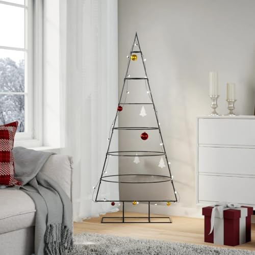 Festnight Weihnachtsbaum Metall Tannenbaum Gestell Schwarz 150 cm Christbaum Metallgestell Metallbaum für Zierschmuck Tannenbaum Ständer Weihnachten DIY Weihnachtsschmuck Weihnachtsdeko