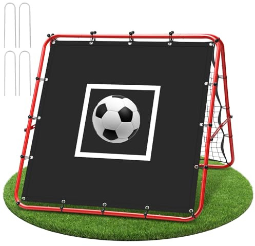 Jaxguom Fußball Rebounder Rückprallwand Netz,Kickback klappbar Rebound-Netz mit Ziel für Training Sports, Metallrohr/PE Gewebe, Baseball Basketball Prellwand