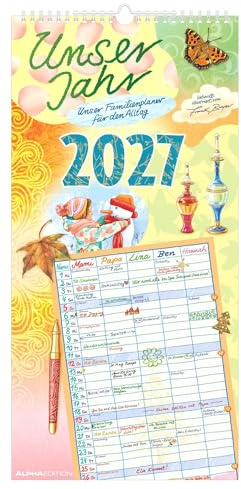 Unser Jahr – Unser Familienplaner für den Alltag 2027: Familienkalender 22x45 cm mit 5 Spalten, Schulferien & Stundenplänen, ideal für Familien mit Kindern