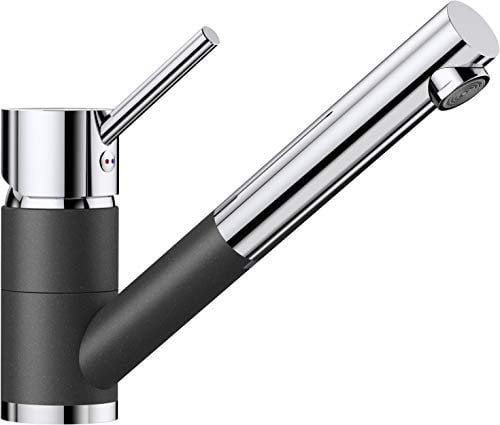 BLANCO 515356 ANTAS-S Küchenarmatur / Kompakter Einhebelmischer SILGRANIT-Look in Anthrazit-Chrom mit ausziehbarer Schlauchbrause / Hochdruck