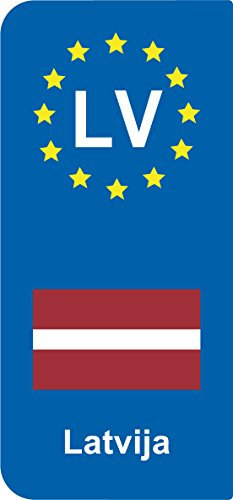 2 Aufkleber Stil Nummernschild Flagge Latvija LV