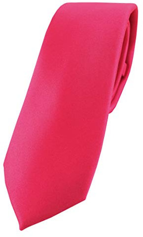 TigerTie Herren Krawatte 6 cm schmale Satin Tie in pink knallpink neonfarben einfarbig uni Business, festliche Veranstaltungen und Freizeit