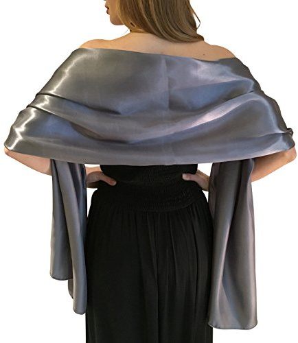 Central Chic Seiden-Schultertuch, für Hochzeiten, Stola, Pashmina-Schal für Braut, Brautjungfern in Elfenbein, Weiß, Schwarz, Blau, Silber, Gold, Rosa, Grau, Grün Gr. bis 3 Monate, silbergrau