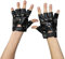 Foxxeo schwarze Punk Handschuhe mit Nieten für Damen zu Karneval Fasching Halloween Kostüm