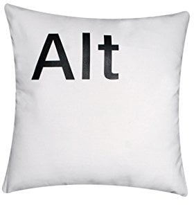Ctrl-Alt-Del-Esc 'Kissenbezüge Kissen 16 x 16 Weiß 100% Twill Baumwolle mit schwarzen Buchstaben für Schlafsofa (Alt)