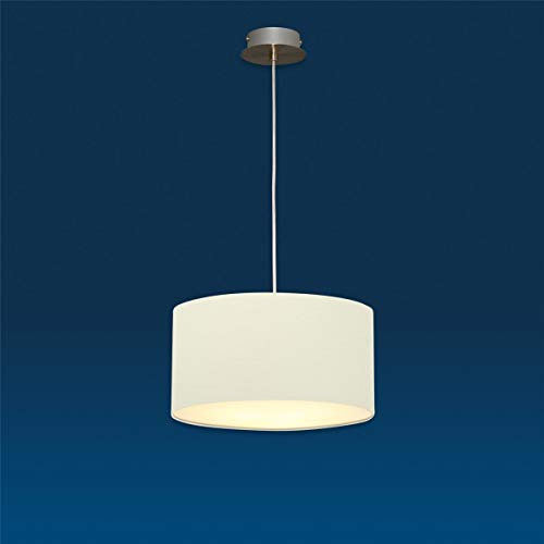 Lampenlux Pendelleuchte Nero Beige Hängeleuchte Bauhaus Höhenverstellbar Nickel Satiniert Lichtdurchlässige Folie Robust Hängelampe Pendellampe Ø30cm