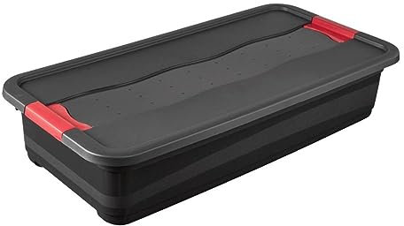 keeeper Transportbehälter mit Deckel und Schiebeverschluss, Extra Stabil, 79,5 x 39,5 x 17 cm, 33 l, Eckhart, Graphit Grau