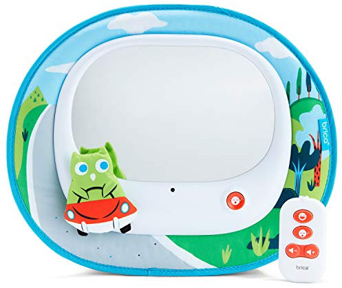 Munchkin Cruisin 'Baby In-Sight Owl Autospiegel, 8 unterhaltsame Melodien und beruhigende Melodien, synchronisiert mit LED-Lichtshow, Auto Battery Shut Off