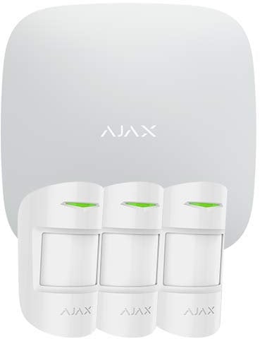 AJAX - Kit di allarme professionale, 1 hub + 3 rilevatori, colore: Bianco