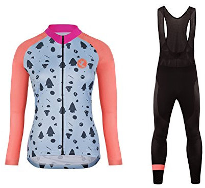 UGLY FROG Damen Winter Radtrikots mit Tr?gerhose Pro Rennen Team Thermal Radfahren Langarm Radhose MTB Radbekleidung Radfahren Anzug Cycling Jersey Pants Set Suit