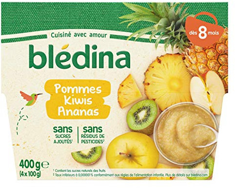 Blédina 4 Coupelles Pommes Kiwis Ananas Dès 8 mois, 4 x 100g