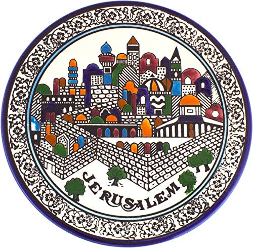 Piatto in ceramica armena decorata, motivo Gerusalemme, 21 cm