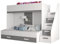 MEBLE KRYSPOL Party 16 Hochbett für Kinder, Jugendliche mit Stauraum - Etagenbett mit Schreibtisch, Kleiderschrank, Bücherregal und Trittleitern - 247x135x165 cm - Weiß, Grau, Weiß + Grau