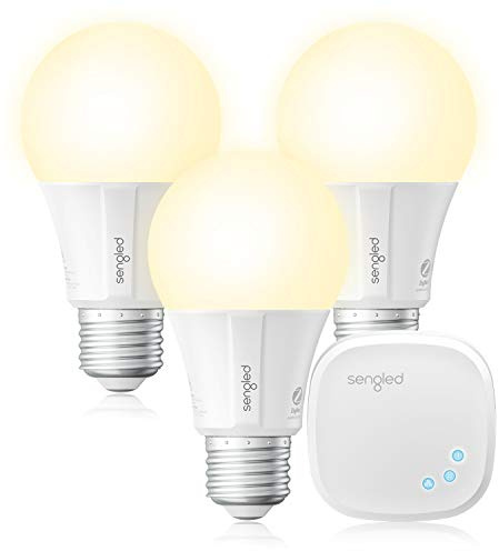 Sengled Element Classic Smart E27 Led Lampe Starter Set,drei Lampen inkl.Hub,Dimmbar,Warmweißes Licht,Birne 60W,Erweiterung,Steuerbar Via App,Kompatibel mit Amazon Alexa,Licht Lampe[Energieklasse A+]