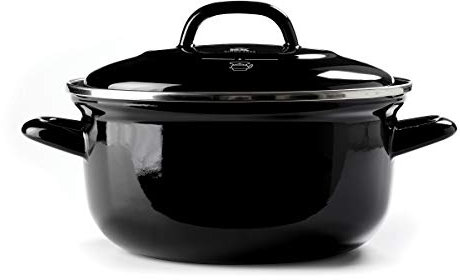 BK Indigo Cocotte Ronde Allemande Emaillée Héritage Néerlandaise avec Couvercle avec Revêtement Antiadhésif en Céramique Sans PFAS, 26 cm/5.2 Litre, Induction, Lavable au Lave-Vaisselle, Au Four, Noir