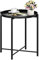 OVICAR Metal Tray End Table, Round Accent Coffee Side Table, Anti-Rust and Waterproof Outdoor Small Table, Indoor Modern Sofa Bedside Table for Living Room Bedroom Balcony
