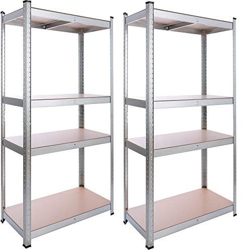 AREBOS Étagère Charge Lourde | 2 pièces | Étagère de Stockage en sous-Sol | 320kg | 160x80x40cm | 4 étagères | Métal galvanisé et Panneau de Fibre de Bois MDF