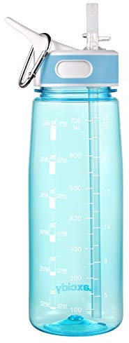 GHONLZIN Botella de Agua Deportiva, 800ML Water Bottle, Botella Agua sin BPA Reutilizable Botellas de Agua para Lavavajillas con Marcador de Tiempo para Athletic, Gimnasio, Oficina