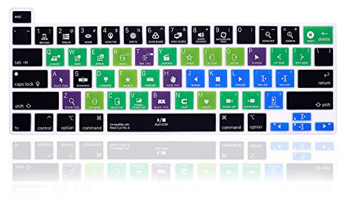 MMDW Final Cut Pro X Shortcuts Hotkey Silicone Keyboard Cover Skin for MacBook Pro 16 inch A2141 2019 for MacBook Pro 13.3 inch 2020 M1 Chip A2338 A2251 A2289 with Touch Bar & Touch ID US Version