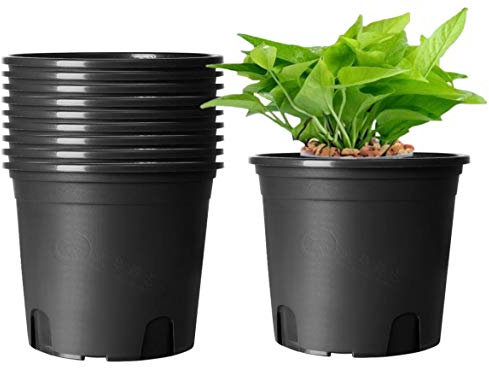 KAHEIGN 10Pcs Pots De Fleurs en Plastique, 19.5cm Épaissir Pots De Plantes Conteneur De Plantes Pot De Jardinage D'intérieur (Noir)