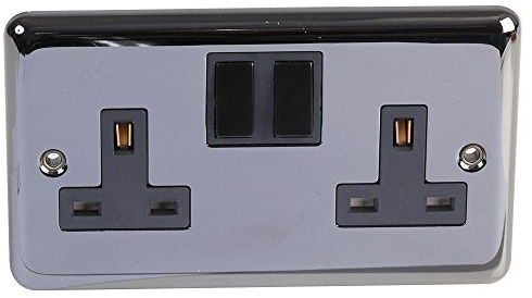 2G DP Socket Black Nickel Black I | SWITCHES/Socket OUTLETS Switch RANGES Electrical, 1 X Qty - VX1500RBN/D