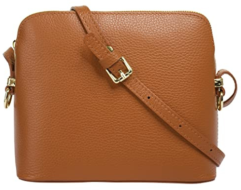Cluty Umhängetasche Echt Leder Damen Made in Italy, Smartphonefach, Handtasche aus Leder, Crossbody Bag mit Reißverschluss, kleine Schultertasche