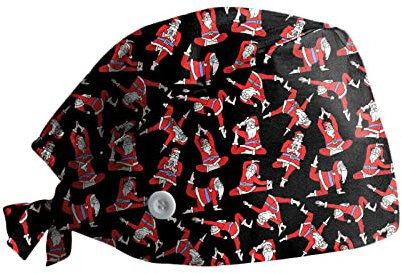 LuckyLucy 2021 Weihnachten OP Haube für Damen Pflege - Verstellbar Baumwolle Kochmütze Atmungsaktiv Bequem Chirurgische Hut Winter Warm Beanie Mütze Arbeitskappe für Ärzten Kosmetikerin
