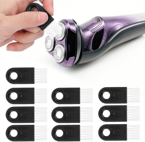 Agatige 10Pcs Electric Shaver Cleaning Brush, Razor Cleaner Set, Nylon Bristle Brush for All Models, Black Handle with White Nylon Hair