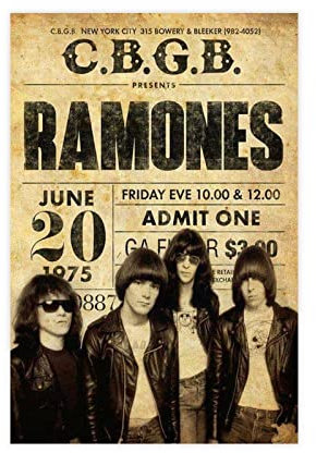 The Ramones Retro Classic Music Singer Cover 2 Canvas Poster Wall Art Decor Print Picture Paintings for Living Room Bedroom Decoration Unframe:12x18inch(30x45cm)