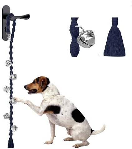 GINIDEAR Dog Bells to Go Outside & Puppy Potty Training, Adjustable Dog Door Bell Ring to Go Potty, Handmade with Premium Yarn. Twisted Style, DarkBlue