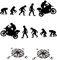 Neues Set Aufkleber Sticker Evolution + Geschenk 2 Aufkleber Windrose 15 cm Koffer für Motorrad Enduro Abenteuer Trail Off Road Sport (mattschwarz)