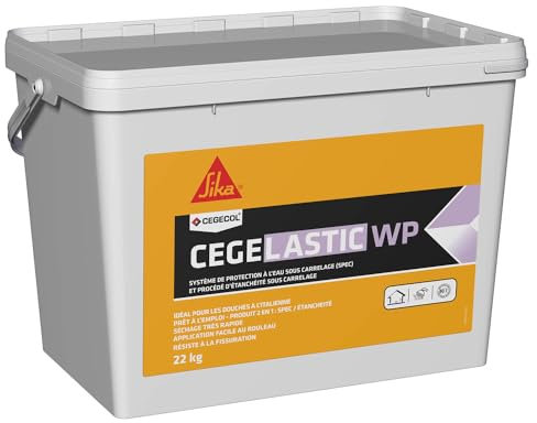 CEGECOL SIKA - Système de Protection à l’Eau sous Carrelage (SEPI) et d’Étanchéité de Plancher Intermédiaire (SEPI) - CEGELASTIC WP Gris - Idéal douche à l'italienne - Seau de 22 kg
