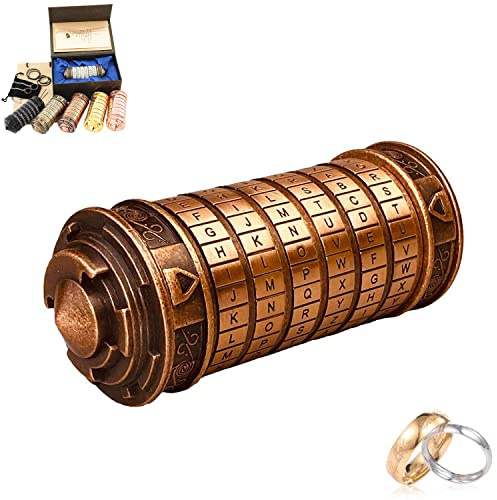 Da Vinci Code Mini Cryptex geschenk valentinstag für sie ihn geschenke für männer frauen Cryptex Brief Passwort Lock Mann männer Frauen Freund Freundin Mama Mann (Rotes kupfer)