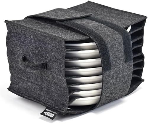 Tanndesign - Tellerhalter aus recycelten Plastikflaschen für 8 Teller (grau) - Geschirr-Aufbewahrung Organizer für Schublade, Wohnmobil (Camping), Regal & Schrank - Geschirrhalter Ordnungssystem