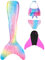 NAITOKE meerjungfrauenflosse mädchen Badeanzug - Meerjungfrau Flosse Bademode mit Bikini Set und Monoflosse Mermaid Tail, 4 Stück Set, XQSAP,110