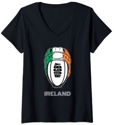 Damen Irland Rugby Union Jersey Supporters Kit Irish Rugby Fans T-Shirt mit V-Ausschnitt