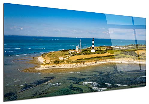Tableau plexiglass décoration murale, impression sur verre acrylique, tableau déco, Tableau verre acrylique imprimée Phare Île d'oléron, 60x30 cm