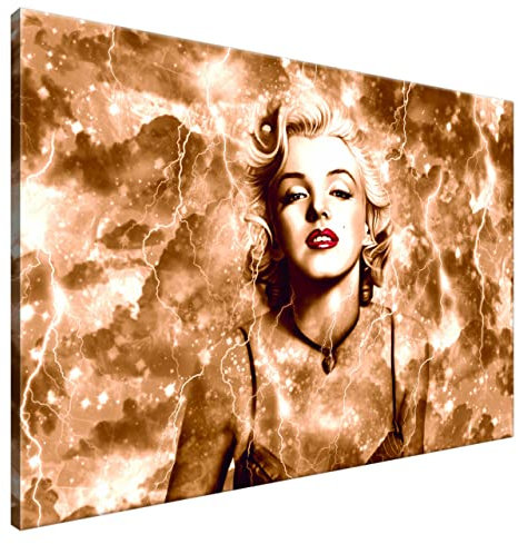 Estika Leinwand bilder - Marilyn Monroe, Braun Sturm - 120x80 cm, 1 teilige kunstdruck - Wandbilder wohnzimmer, schlafzimmer, Moderne wanddeko, Bild auf leinwand - Pop Art bilder - 2476A_1B