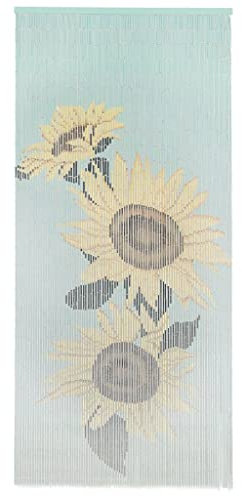 WIFESE Zanzariera per porta, 90 x 200 cm, con motivo a girasole, separatore, da appendere, in bambù, multicolore